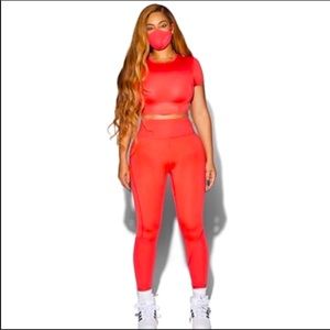 IVY PARK rib panel tights - real coral